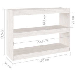 Berkfield Book Cabinet Room Divider White 100X30X71.5 Cm Pinewood - thumbnail 8