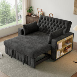 Btm Folding Sofa Bed With Storage, Cup Holders, Usb Portsand Cushions, Grey - thumbnail 2