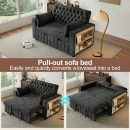 Btm Folding Sofa Bed With Storage, Cup Holders, Usb Portsand Cushions, Grey - thumbnail 7