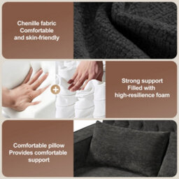Btm Folding Sofa Bed With Storage, Cup Holders, Usb Portsand Cushions, Grey - thumbnail 6