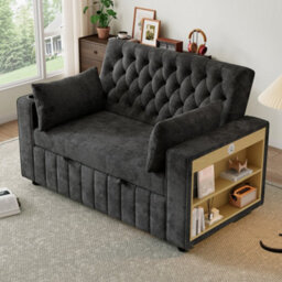 Btm Folding Sofa Bed With Storage, Cup Holders, Usb Portsand Cushions, Grey - thumbnail 5