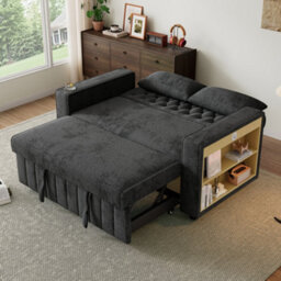 Btm Folding Sofa Bed With Storage, Cup Holders, Usb Portsand Cushions, Grey - thumbnail 4