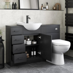 Aveli Black Toilet & Basin Vanity Unit Combination With Drawer Unit 1165mm - thumbnail 2
