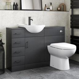 Aveli Black Toilet & Basin Vanity Unit Combination With Drawer Unit 1165mm
