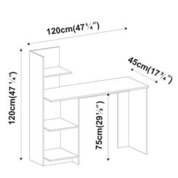 Urbn-Living Urbnliving 120Cm Height Oak & White Computer Desk Workstation 4-Tier Shelves Home Office Study Writing Table - thumbnail 4