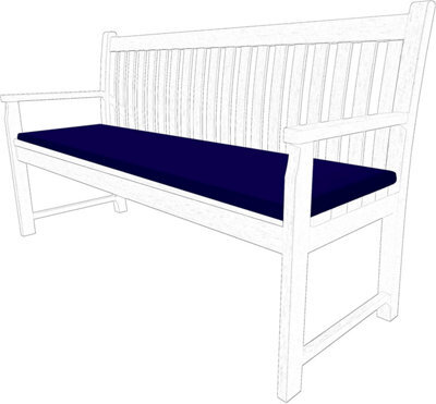 istyle mode 3 Seater Garden Bench Cushion Seatpad Indoor & Outdoor Use - Navy - image 1