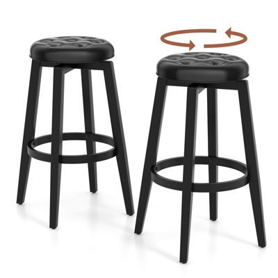 Costway Set Of 2 Bar Stools Kitchen Upholstered Chair 360 Swivel Pub Stool 76Cm - image 1
