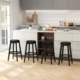 Costway Set Of 2 Bar Stools Kitchen Upholstered Chair 360 Swivel Pub Stool 76Cm - thumbnail 7