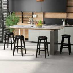 Costway Set Of 2 Bar Stools Kitchen Upholstered Chair 360 Swivel Pub Stool 76Cm - thumbnail 8