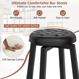 Costway Set Of 2 Bar Stools Kitchen Upholstered Chair 360 Swivel Pub Stool 76Cm - thumbnail 4