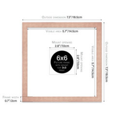 "6X6"" Bronze Picture Frame - 6X6"" Square Frame With 3X3"" Mount For 6X6""/3X3"" Pictures Art Deco Style Room Decor, 1 Pack" - thumbnail 2