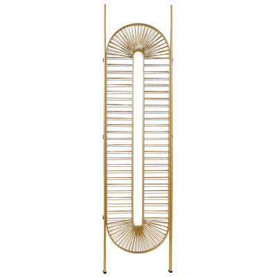 Wyld and Coco Luminahome Gold Metal Iron Frame 3-Panel Room Divider Folding Screen - Handcrafted Intricate Pattern - W135 X H170Cm - image 1