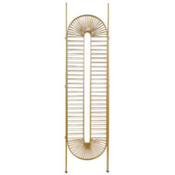Wyld and Coco Luminahome Gold Metal Iron Frame 3-Panel Room Divider Folding Screen - Handcrafted Intricate Pattern - W135 X H170Cm - thumbnail 1