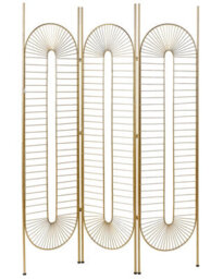 Wyld and Coco Luminahome Gold Metal Iron Frame 3-Panel Room Divider Folding Screen - Handcrafted Intricate Pattern - W135 X H170Cm - thumbnail 3
