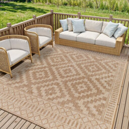 Livabliss Tuareg-Global Beige Ivory Graphic In- & Outdoor Jute-Look Rug 160 X 213 Cm Easy Care, Non Shedding - thumbnail 2