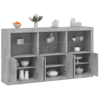Berkfield Sideboard With Led Lights Concrete Grey 181.5X37X100 Cm - image 1