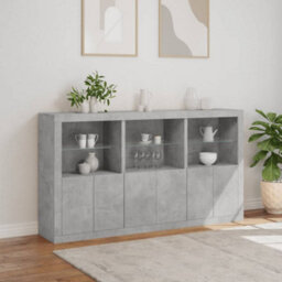 Berkfield Sideboard With Led Lights Concrete Grey 181.5X37X100 Cm - thumbnail 4