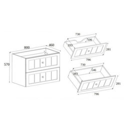 Heze Furniture Gusto Scandi Style 2 Drawer Wall Cabinet Vanity Unit With Worktop 80Cm Cashmere - thumbnail 8