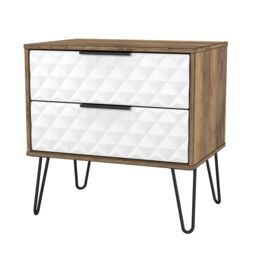Anzio Matt Vintage Oak Effect 2 Drawer Non-Extendable Bedside Table (H)574mm (W)575mm (D)395mm - thumbnail 3
