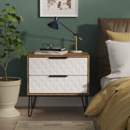 Anzio Matt Vintage Oak Effect 2 Drawer Non-Extendable Bedside Table (H)574mm (W)575mm (D)395mm - thumbnail 1