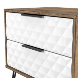 Anzio Matt Vintage Oak Effect 2 Drawer Non-Extendable Bedside Table (H)574mm (W)575mm (D)395mm - thumbnail 5
