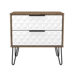 Anzio Matt Vintage Oak Effect 2 Drawer Non-Extendable Bedside Table (H)574mm (W)575mm (D)395mm - thumbnail 2