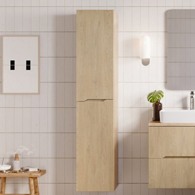 Heze Furniture Nordic Bathroom Tall Cabinet - Cremona Oak - image 1
