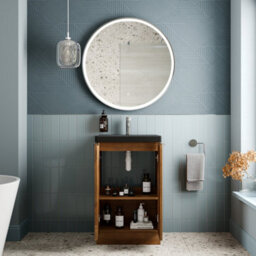 Aveli Fluted 500mm Bathroom Vanity Unit Basin Floorstanding Cupboard Soft Close Walnut - thumbnail 4