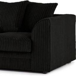 Palmas Jumbo Cord Fabric 5 Seater Left Hand Facing Corner Sofa Black - thumbnail 3
