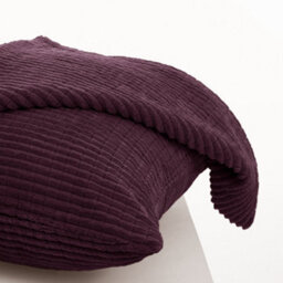 Deconovo Set Of 2 Corduroy Cushion Covers 55Cm X 55Cm, 22X22 Inches Grid Square Pillowcasess For Crafting(Aubergine, 2 Pieces) - thumbnail 3