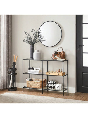 LEDREM 39.4 Inch Console Table, 3-Tier Modern Sofa Table For Hallway, Living Room Bedroom, Black - image 1