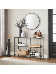 LEDREM 39.4 Inch Console Table, 3-Tier Modern Sofa Table For Hallway, Living Room Bedroom, Black - thumbnail 1