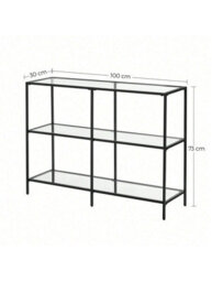 LEDREM 39.4 Inch Console Table, 3-Tier Modern Sofa Table For Hallway, Living Room Bedroom, Black - thumbnail 6