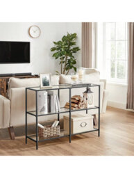 LEDREM 39.4 Inch Console Table, 3-Tier Modern Sofa Table For Hallway, Living Room Bedroom, Black - thumbnail 3