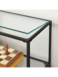 LEDREM 39.4 Inch Console Table, 3-Tier Modern Sofa Table For Hallway, Living Room Bedroom, Black - thumbnail 5