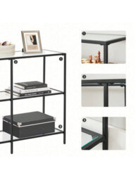 LEDREM 39.4 Inch Console Table, 3-Tier Modern Sofa Table For Hallway, Living Room Bedroom, Black - thumbnail 7