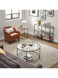 LEDREM 39.4 Inch Console Table, 3-Tier Modern Sofa Table For Hallway, Living Room Bedroom, Black - thumbnail 4
