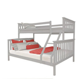 Grey Triple Sleeper Bunk Bed Wooden Large, Can Be Set Up As Single Bed And Double Bed - D Pro T Homeware