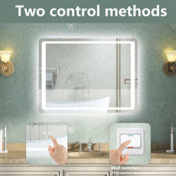 AVER-GROWTH Led Bathroom Mirror With White Light Demister Pad Anti-Fog Dual Touch Switch Vertical/horizontal Wall Mount Illuminated 800X600mm - thumbnail 4