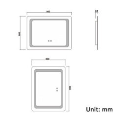 AVER-GROWTH Led Bathroom Mirror With White Light Demister Pad Anti-Fog Dual Touch Switch Vertical/horizontal Wall Mount Illuminated 800X600mm - thumbnail 7
