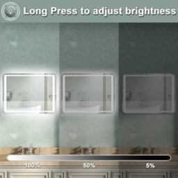 AVER-GROWTH Led Bathroom Mirror With White Light Demister Pad Anti-Fog Dual Touch Switch Vertical/horizontal Wall Mount Illuminated 800X600mm - thumbnail 2
