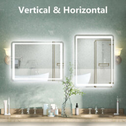 AVER-GROWTH Led Bathroom Mirror With White Light Demister Pad Anti-Fog Dual Touch Switch Vertical/horizontal Wall Mount Illuminated 800X600mm - thumbnail 5
