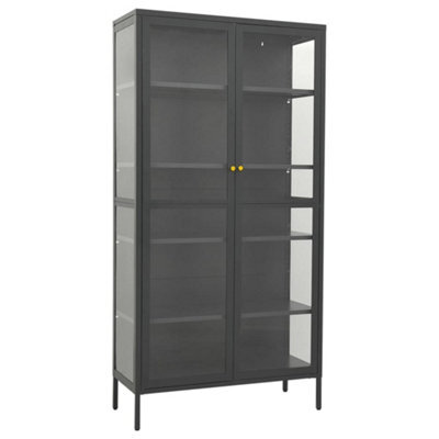 Vidaxl Display Cabinet Anthracite 90X40X180 Cm Steel And Tempered Glass - image 1