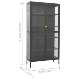 Vidaxl Display Cabinet Anthracite 90X40X180 Cm Steel And Tempered Glass - thumbnail 3
