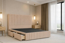"Nexus Verona Plush Divan, Pebble, 54"" Hb + 12"" Fb, 2 Drawers Right, Open Coil Mattress, King" - thumbnail 4