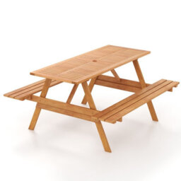 Costway Outdoor Table Set Patio Picnic Wood Dining Table W/ 2 Built-In Benches - thumbnail 2