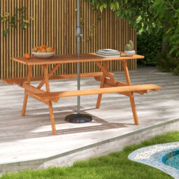 Costway Outdoor Table Set Patio Picnic Wood Dining Table W/ 2 Built-In Benches - thumbnail 4
