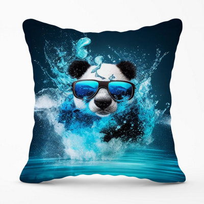 Warren Reed Designer Panda Splashart Water Outdoor Cushion 45Cm X 45Cm - image 1