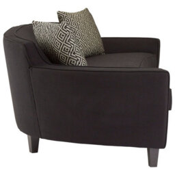 Orsina Sturdy Black Dimity Fabric 3 Seat Sofa, Stylish Mid Century Sofa For Bedroom, Comfortable 3 Seater Sofa - thumbnail 3