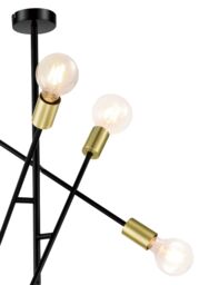 GoodHome Monzoni Satin Black Gold Effect 6 Lamp Pendant Ceiling Light, (Dia)515mm - thumbnail 4